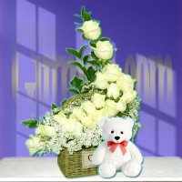 Beautiful White Rose Basket Combo